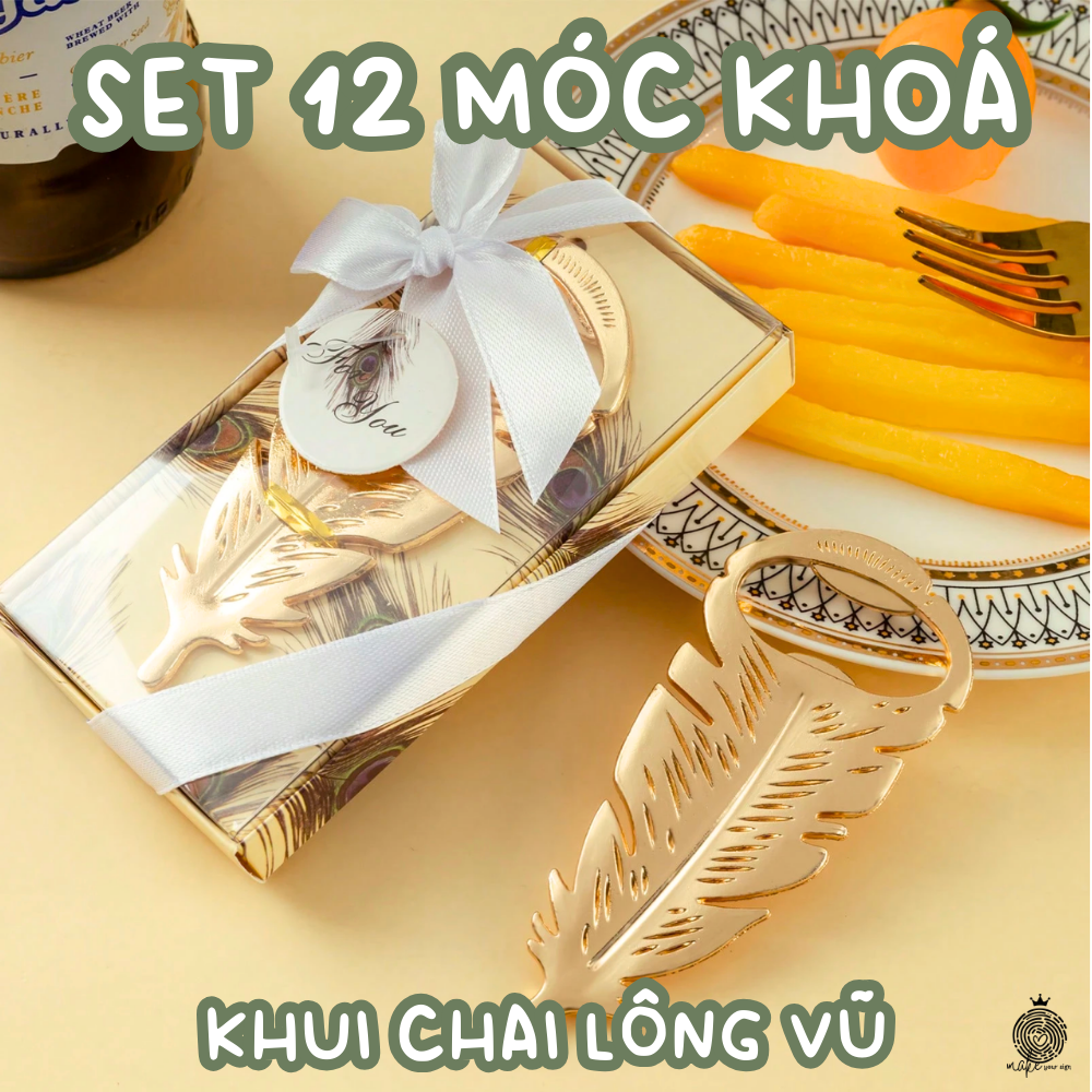 Set 12 móc khóa khui chai lông vũ