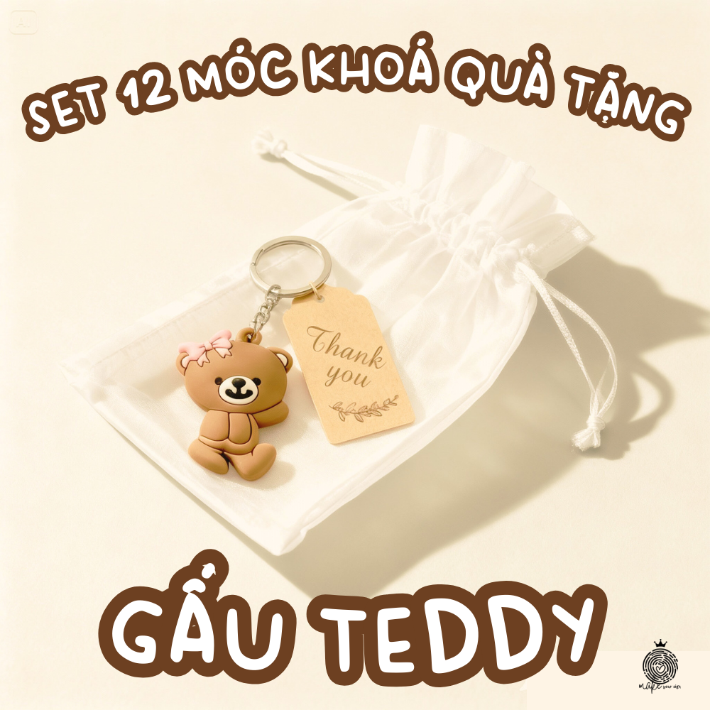 Set 18 móc khóa quà tặng Gấu Teddy