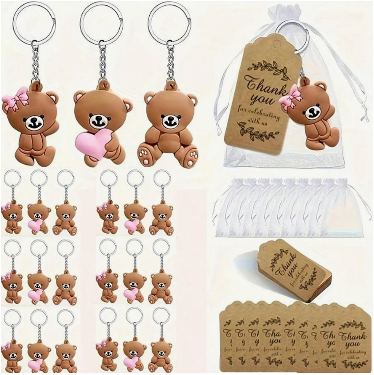 Set 18 móc khóa quà tặng Gấu Teddy