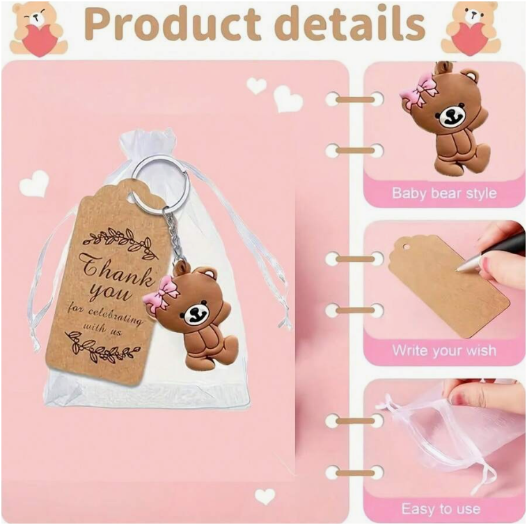 Set 18 móc khóa quà tặng Gấu Teddy