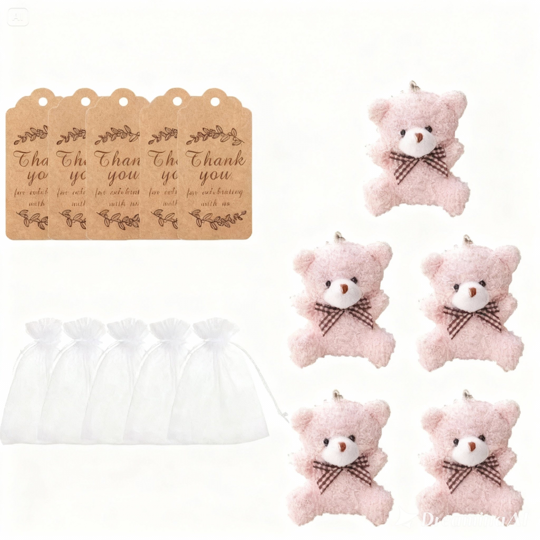 Set 5 Móc Khóa Gấu Bông Mini Làm Quà Tặng