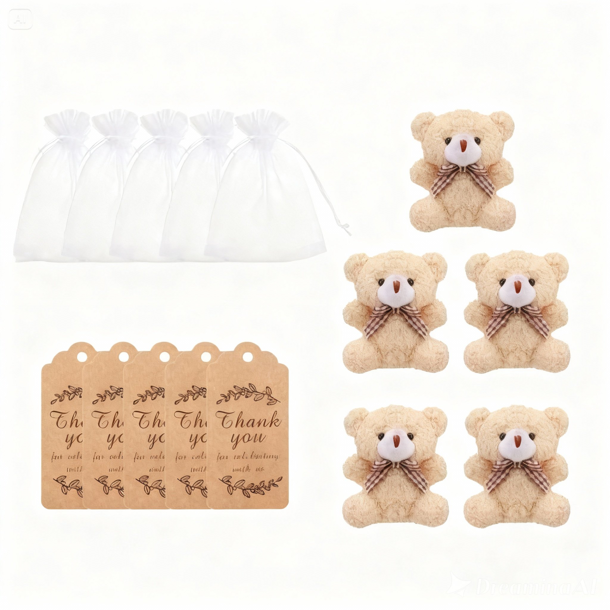 Set 5 Móc Khóa Gấu Bông Mini Làm Quà Tặng