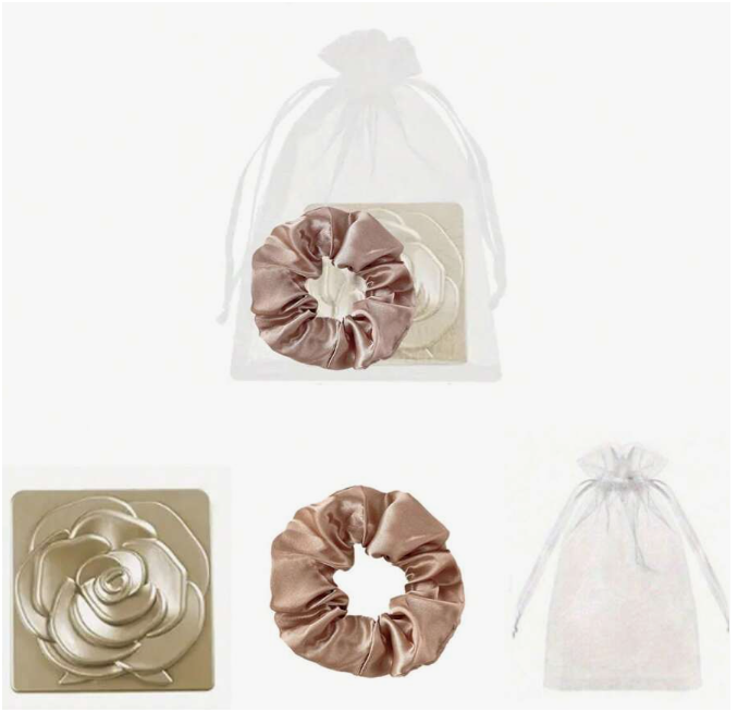 Set 5 gương hoa hồng vuông & scrunchie