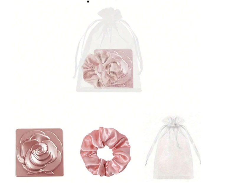 Set 5 gương hoa hồng vuông & scrunchie