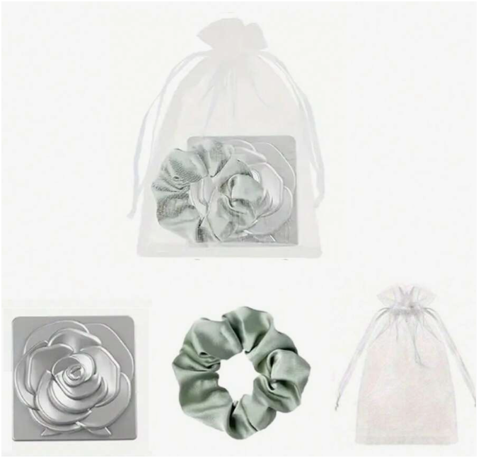 Set 5 gương hoa hồng vuông & scrunchie
