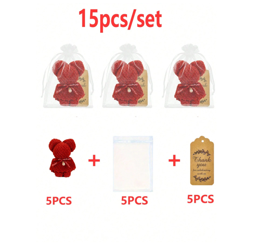 Set 5 quà tặng Khăn Gấu Teddy-kèm túi voan
