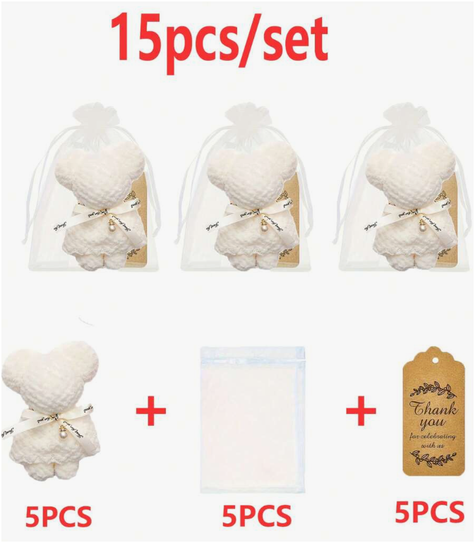 Set 5 quà tặng Khăn Gấu Teddy-kèm túi voan