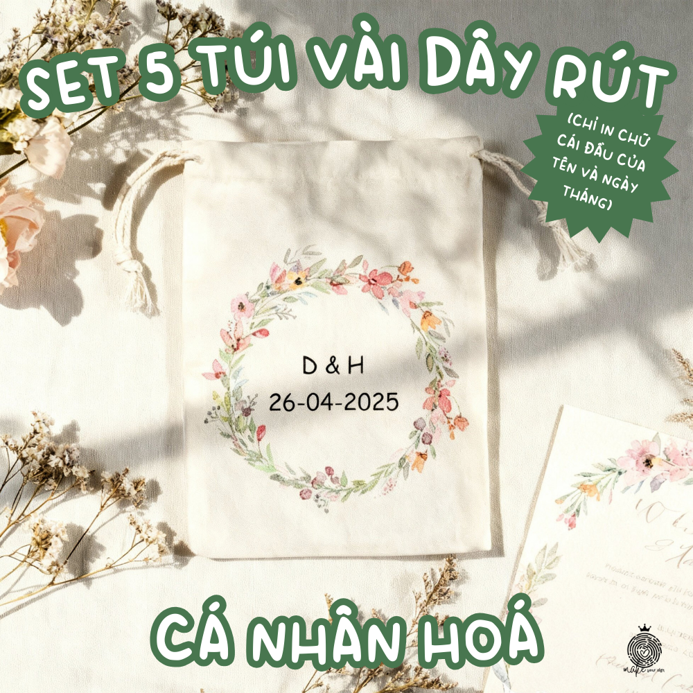 Set 5 túi vải dây rút cá nhân hóa