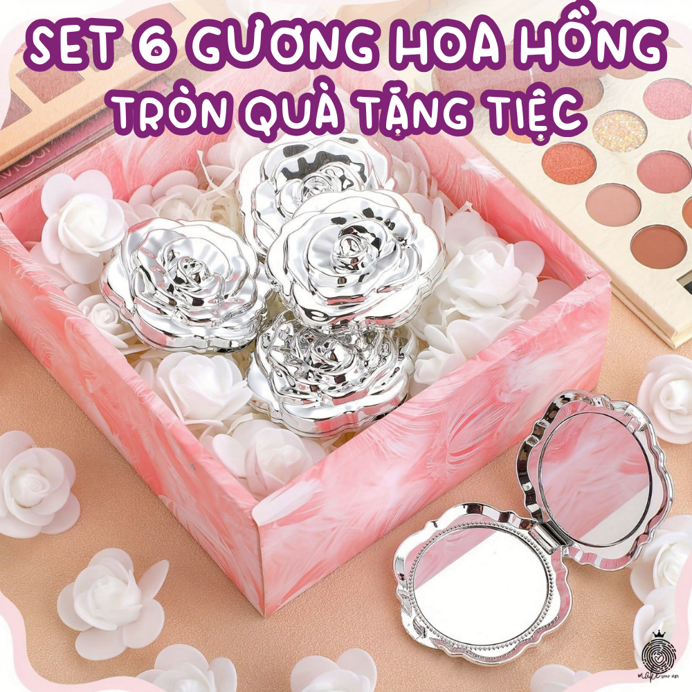 Set 6 gương hoa hồng tròn quà tặng tiệc