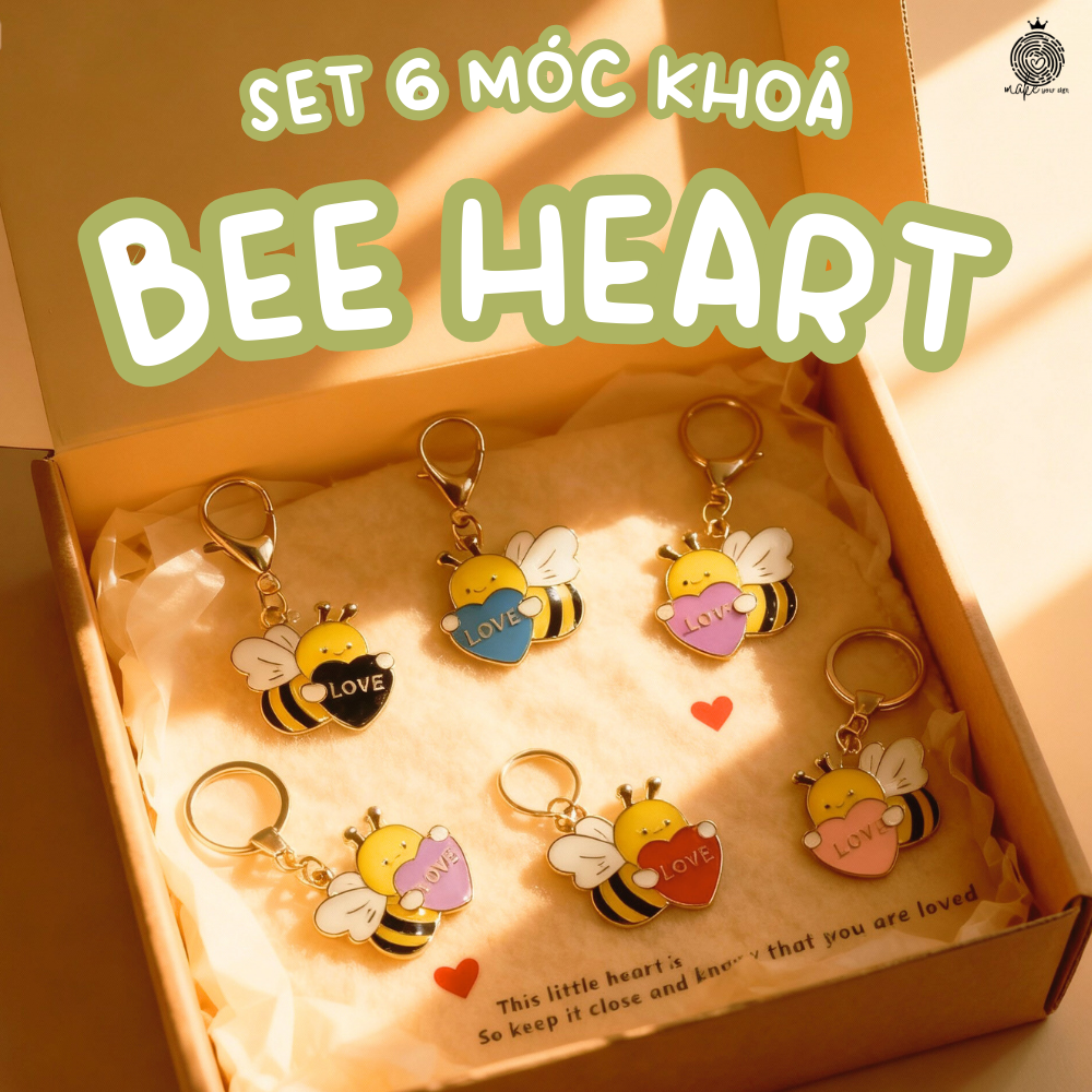 Set 6 móc khóa quà tặng Bee Heart