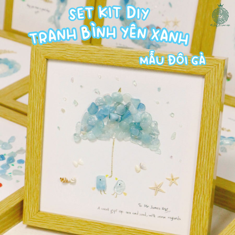 Set Kit DIY Tranh bình yên xanh mẫu 7 Đôi gà – Bộ Kit DIY Handmade Giúp Thư Giãn, Trang Trí & Quà Tặng Ý Nghĩa