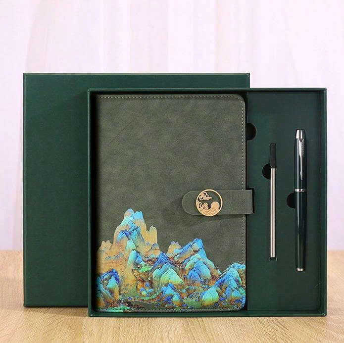 Set Sổ Da Họa Tiết & Bút Ký Cá Nhân Hóa Tên(Kích thước A5)