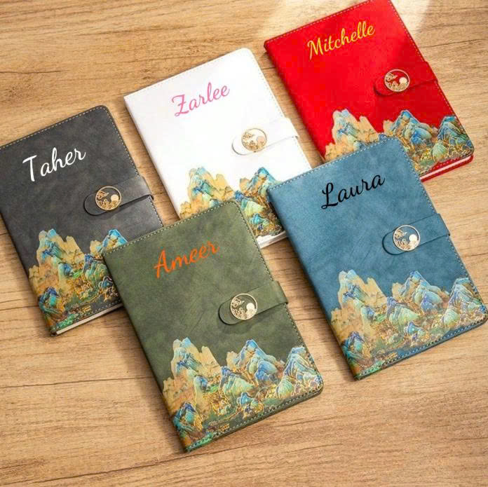 Set Sổ Da Họa Tiết & Bút Ký Cá Nhân Hóa Tên(Kích thước A5)
