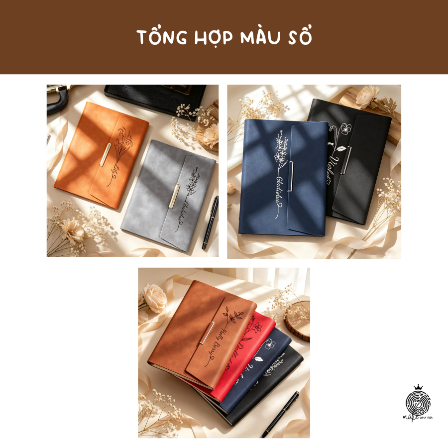 Sổ Tay Da Bìa Còng Cá Nhân Hóa Tên