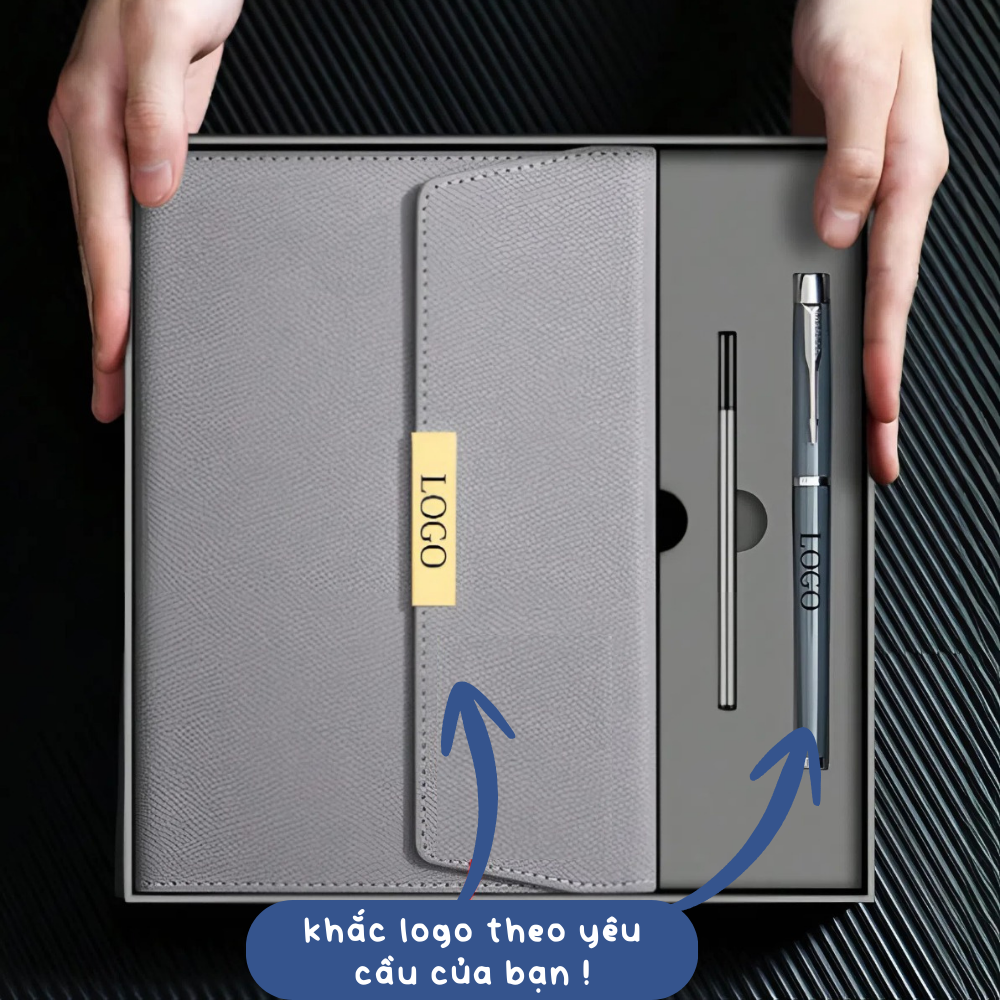 Set Sổ Da Bút Ký Cá Nhân Hóa Tên Logo