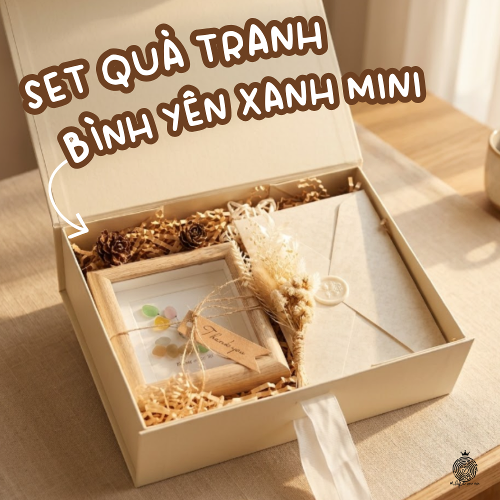 Set quà tranh bình yên xanh mini mẫu 20