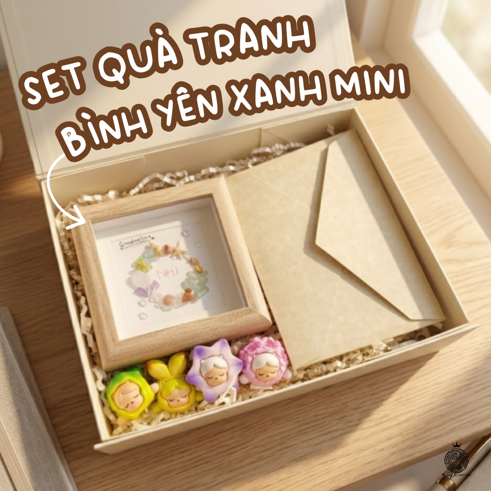 Set quà tranh bình yên xanh mini mẫu 22