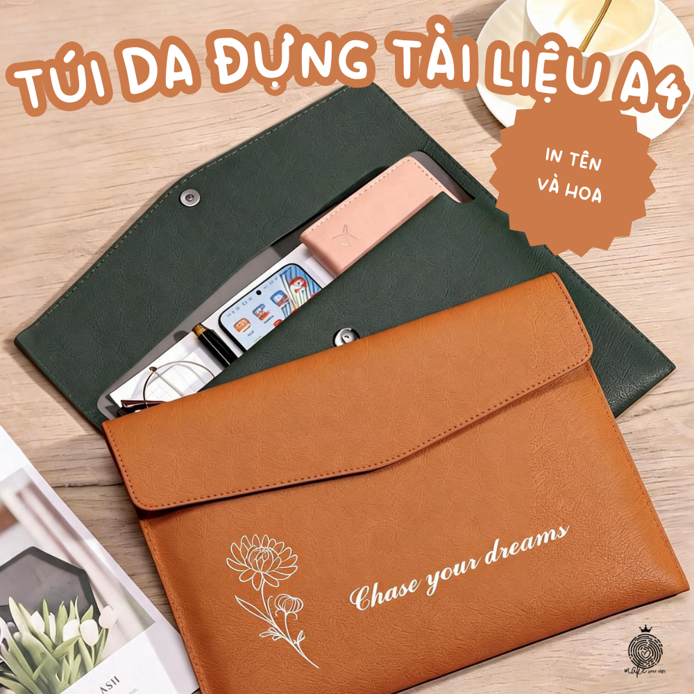 Túi Da Đựng Tài Liệu A4 in tên & hoa