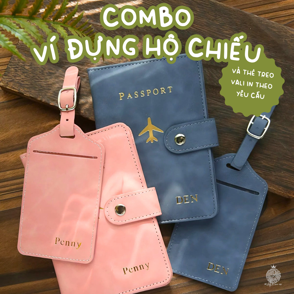 Ví Đựng Hộ Chiếu Và Thẻ Treo Vali in tên theo yêu cầu