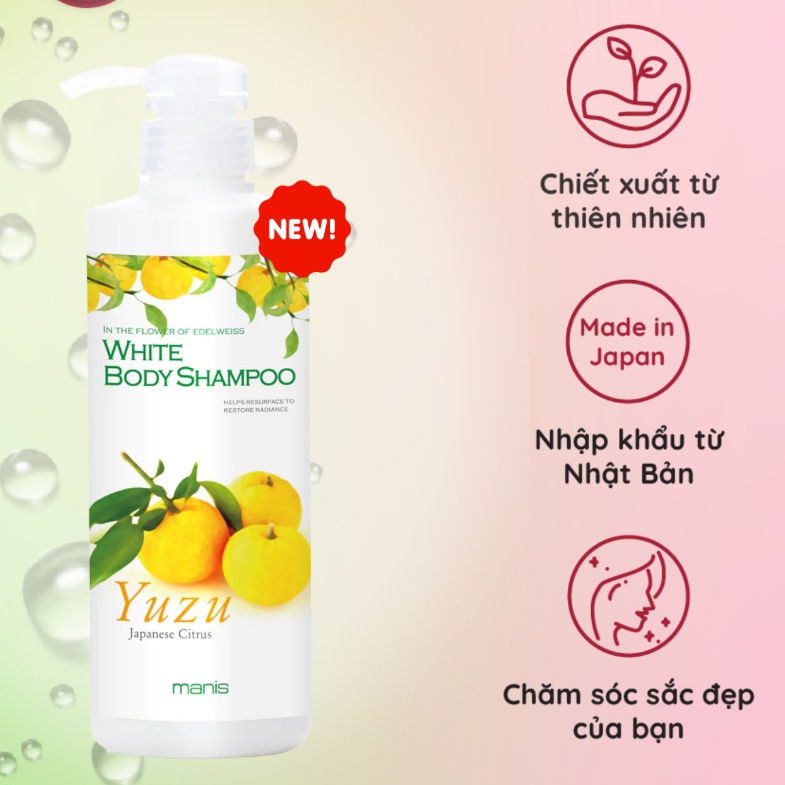 Sữa tắm trắng da Manis White Body Shampoo 450ml (chiết xuất quả Yuzu).jpg