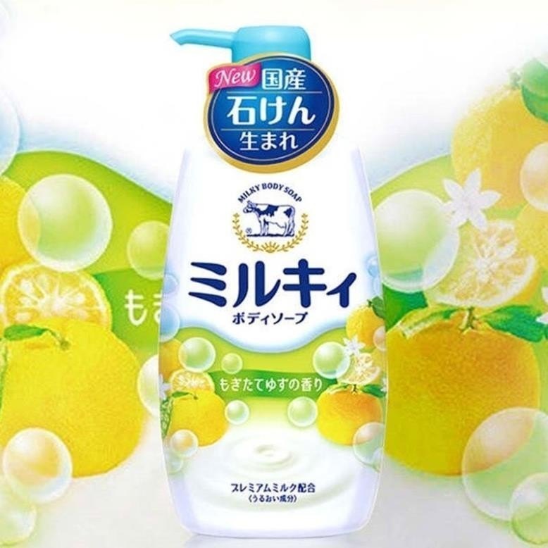 Sữa tắm hương hoa cam chanh Milky Body Soap Cow 550ml.jpg