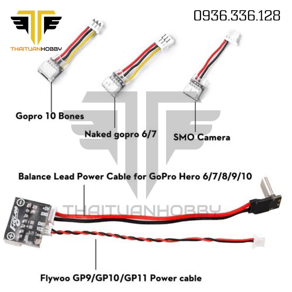 Flywoo Type C & SH1.0 3pin plug to Balance Lead Power Cable for GoPro Hero 6/7/8/9 , GP9/GP10/GP11 , SMO, Bones , Naked gopro 6/7