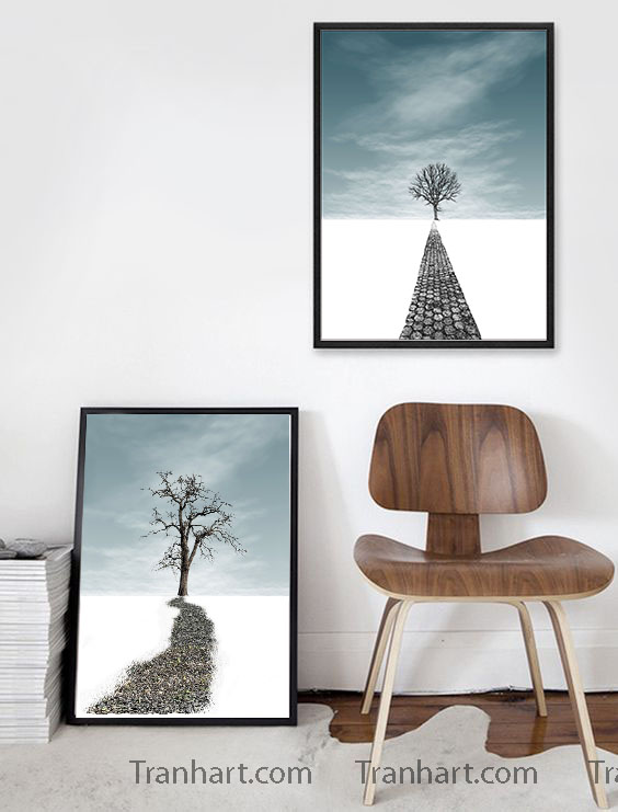 Bộ tranh canvas lối vắng xanh 2