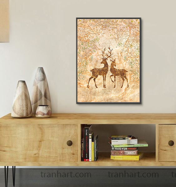 Tranh canvas hươu nai3