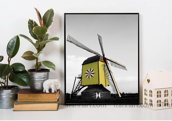 Tranh canvas cối xoay gió