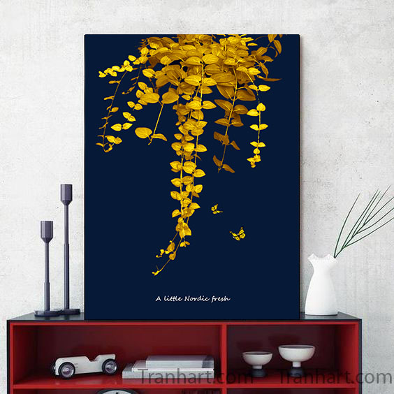 Tranh canvas lá vàng