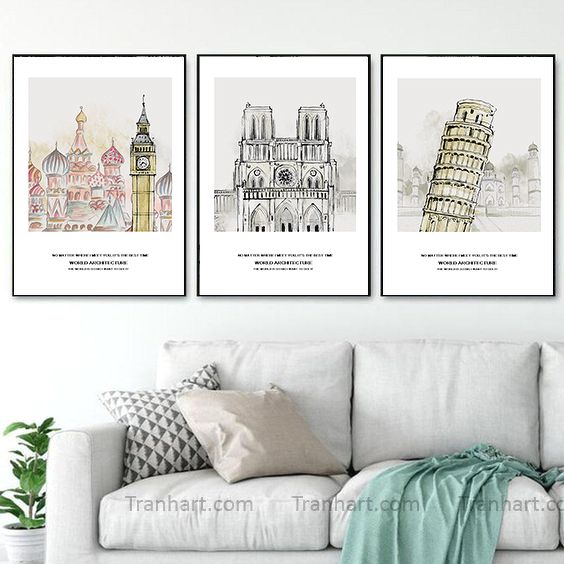 Bộ tranh canvas những công trình nổi tiếng - 30x42cm