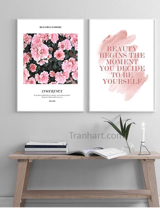 Bộ tranh canvas nét đẹp hồng - 30x42cm