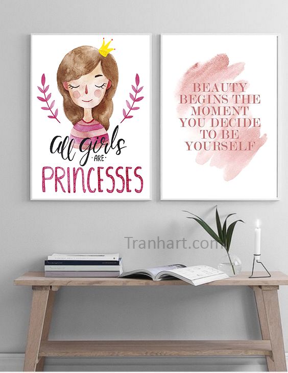 Bộ tranh canvas vẽ đẹp hồng 2 - 50x70cm