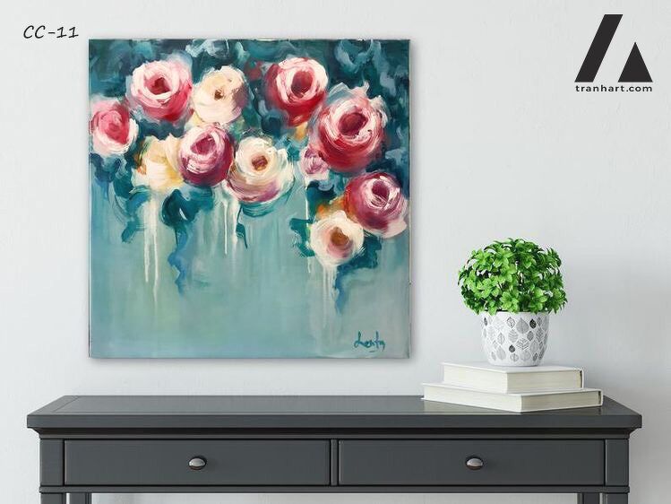 Tranh canvas hoa hồng 55 - 60x60cm