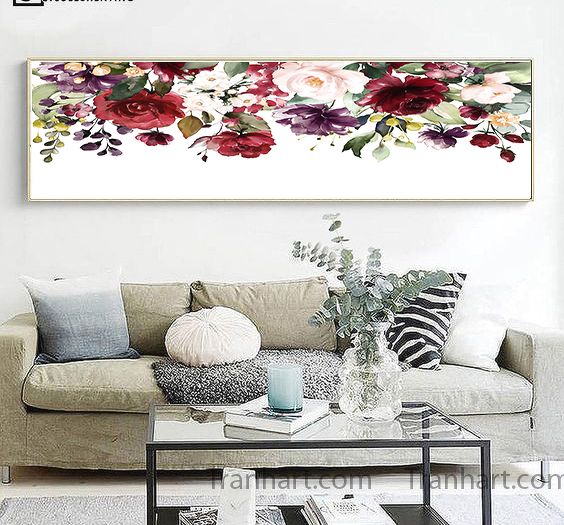 Tranh canvas hoa lá mùa xuân3 - 40x120cm