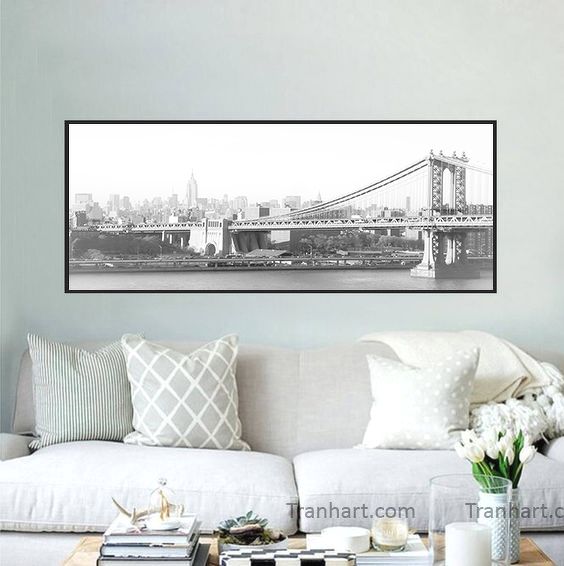 Tranh canvas thành phố hiện đại - 70x140cm