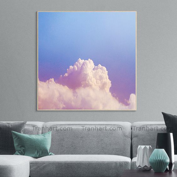 Tranh canvas đám mây hồng - 80x80cm