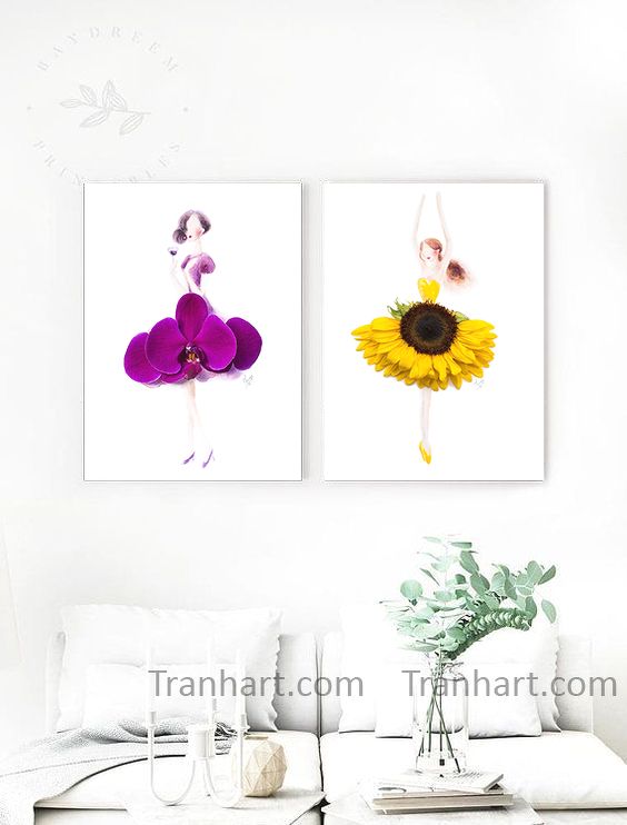 Bộ tranh canvas búp bê múa - 40x60cm