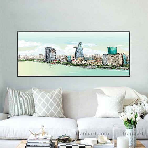 Tranh canvas sài gòn đổi mới - 70x140cm