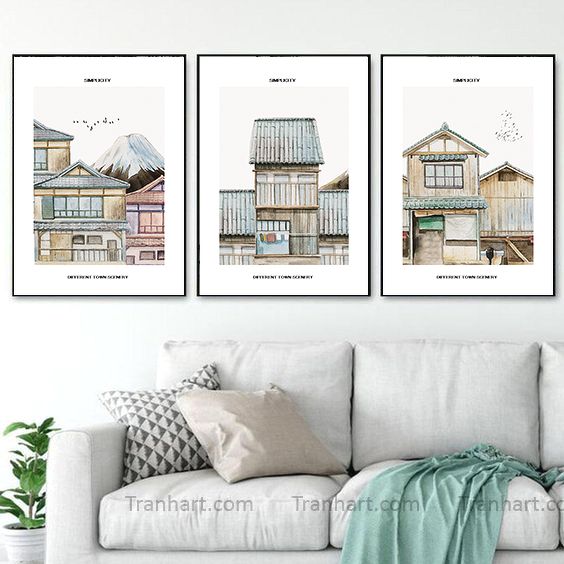 Bộ tranh canvas những ngôi nhà - 50x70cm