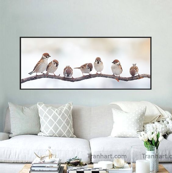Tranh canvas những chú chim F1 - 60x120cm