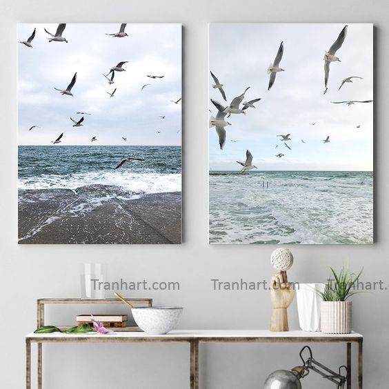 Bộ tranh canvas đàn hải âu 4 - 30x40cm