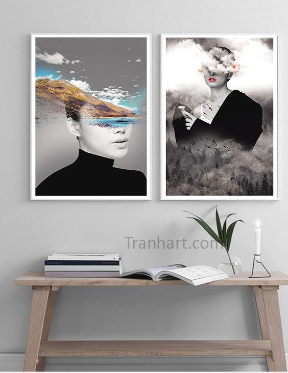 Bộ tranh canvas cô gái mây - 40x60cm