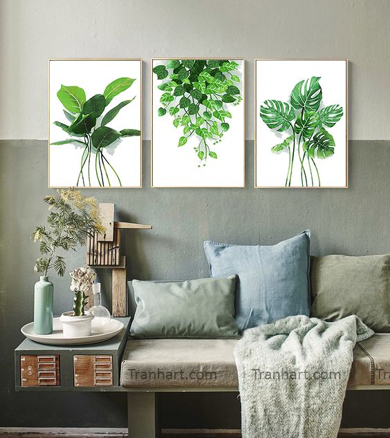 Bộ tranh canvas những chiếc lá xanh - 30x40cm