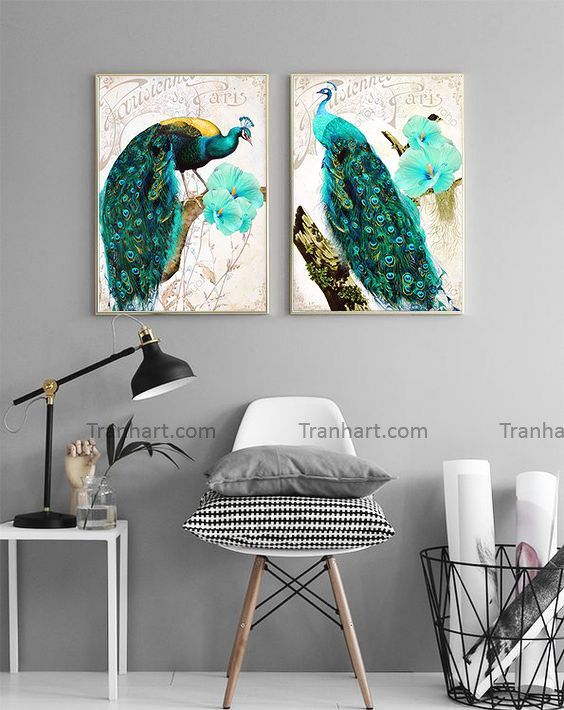 Bộ tranh canvas công xanh - 50x70cm