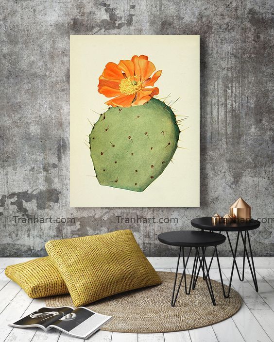 Tranh canvas hoa xương rồng T1 - 50x70cm