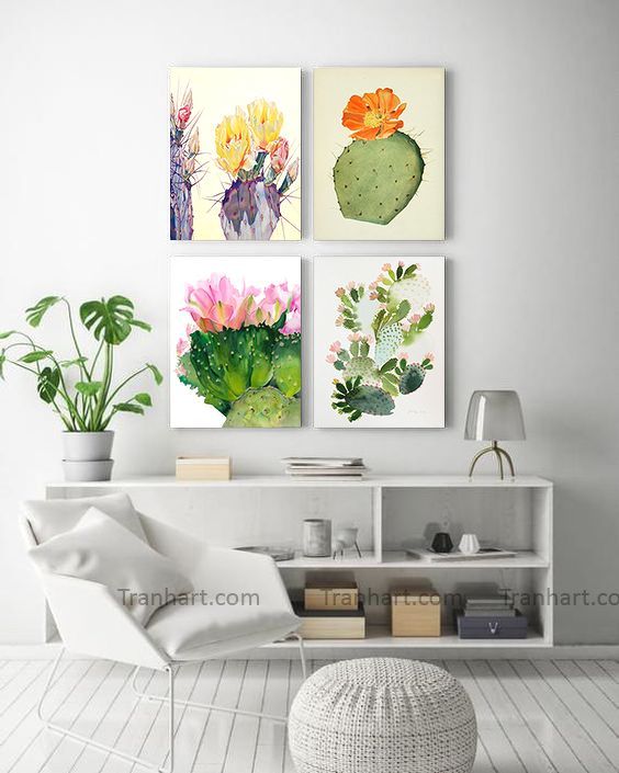 Bộ tranh canvas hoa xương rồng T1 - 40x60cm