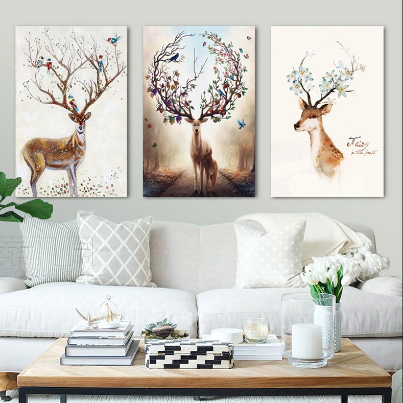 Bộ tranh canvas con hươu sắc màu - 60x80cm