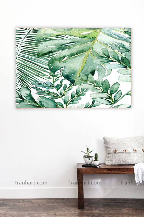 Tranh canvas lá xanh R1 - 60x80cm