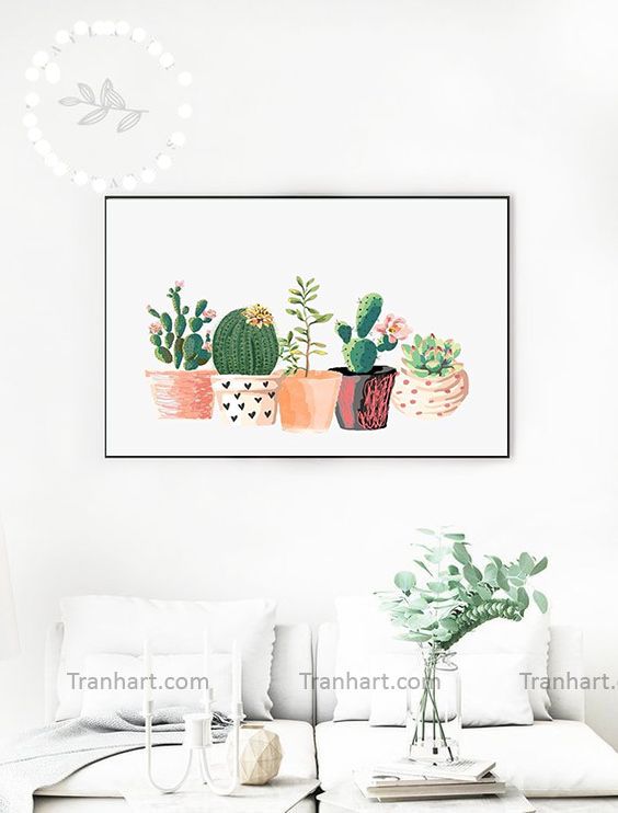 Tranh canvas hoa xương rồng - 40x60cm